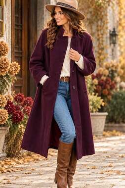 Vintage Mackintosh Women’s Plum Purple Wool Blend Long Coat  Size 16 Made in USA